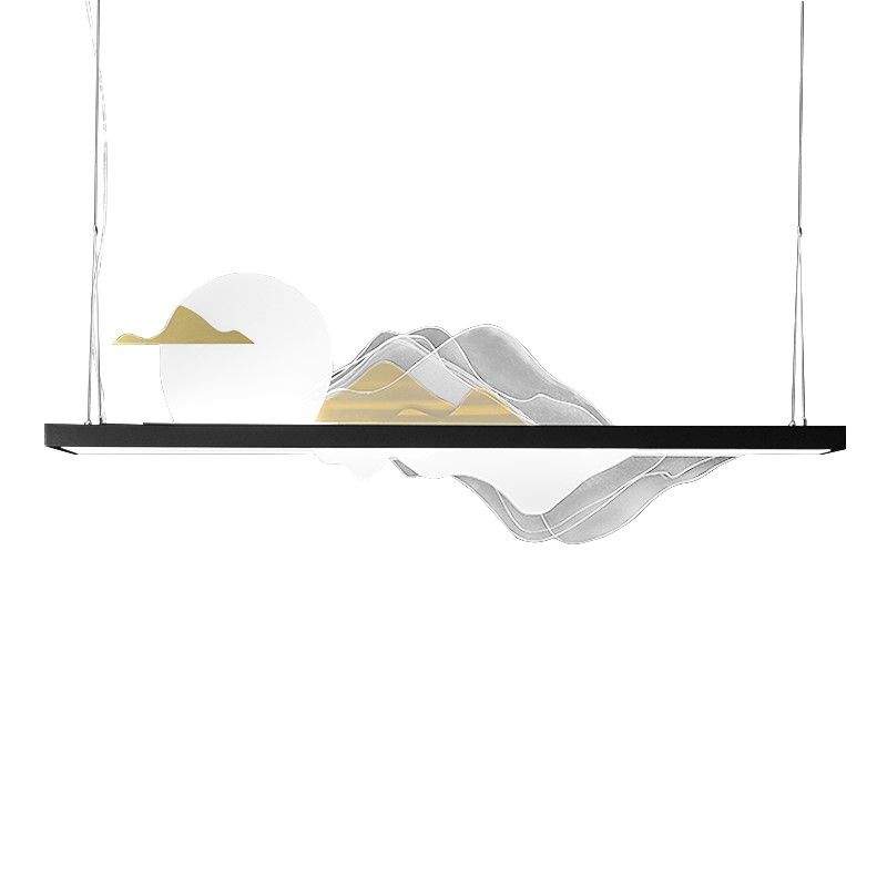 Zeitgenössische Kücheninselbeleuchtung Rechteck Metall 1-Licht Island Lichter