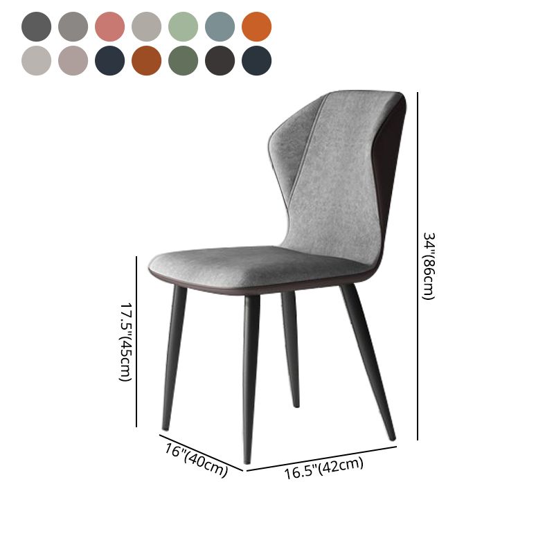 Chaises de salle à manger sans accoudoirs rembourrées à oreilles, chaises d'appoint avec pieds en métal