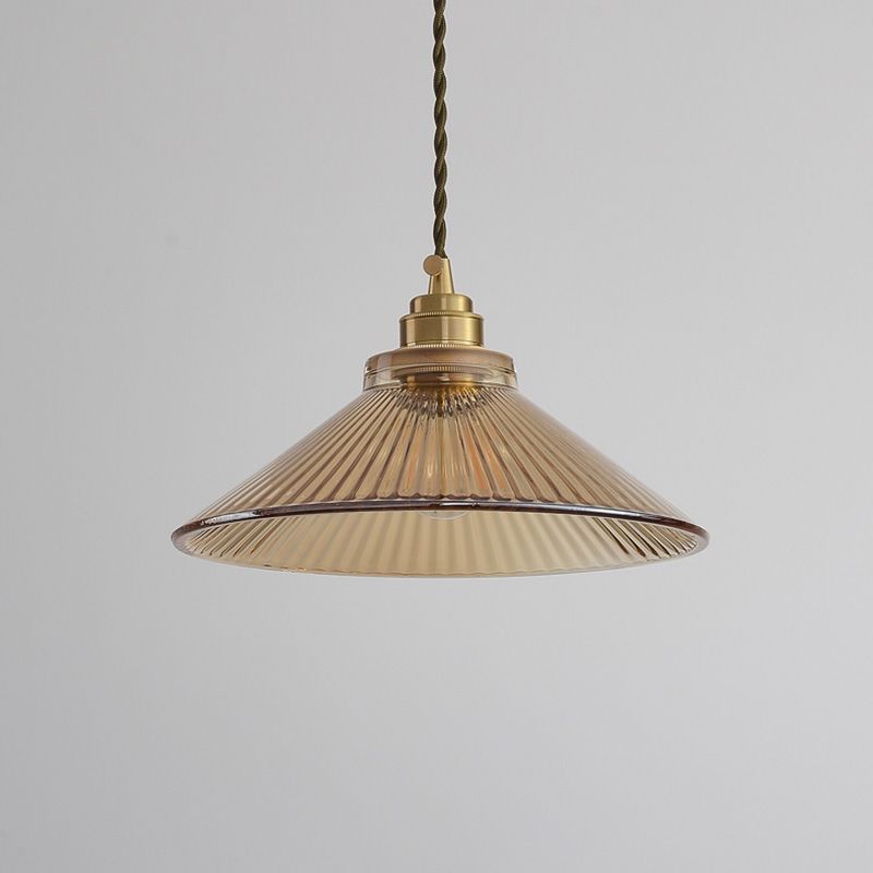 Cone 1 Light Pendant Light Fixture Industrial Style Glass Pendant Lamp in Gold