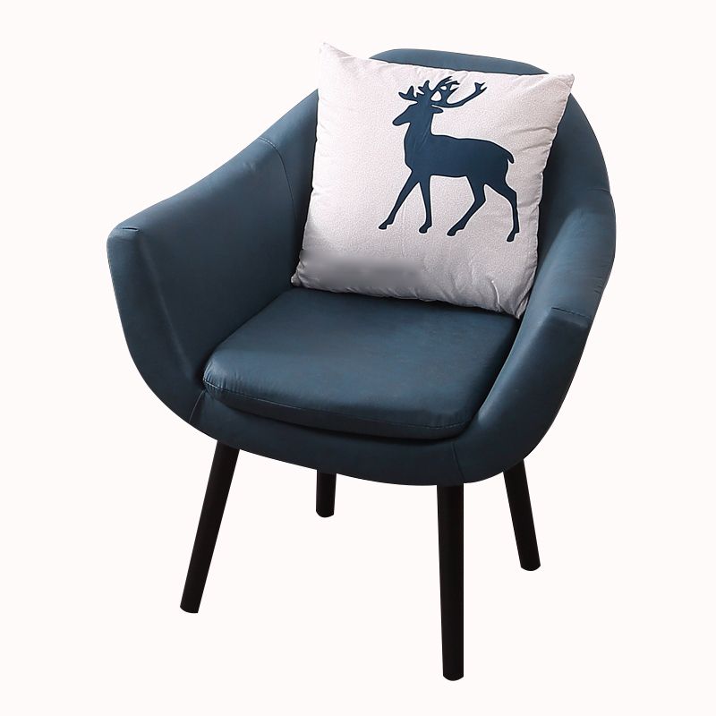 27.56" Wide Faux Leather Pillow Back Flared Arms Arm Sponge 4 Legs Chair