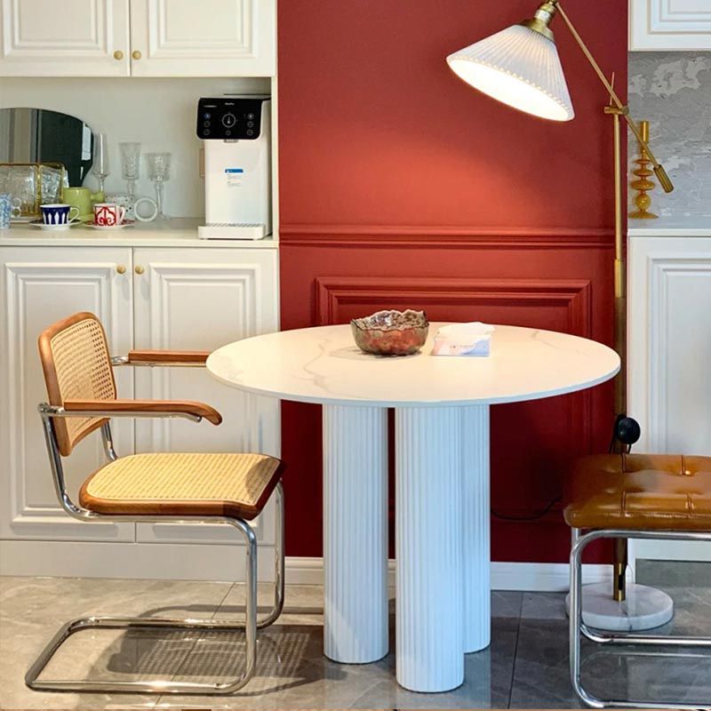 Round Dining Room Table Contemporary White Fixed Kitchen Table