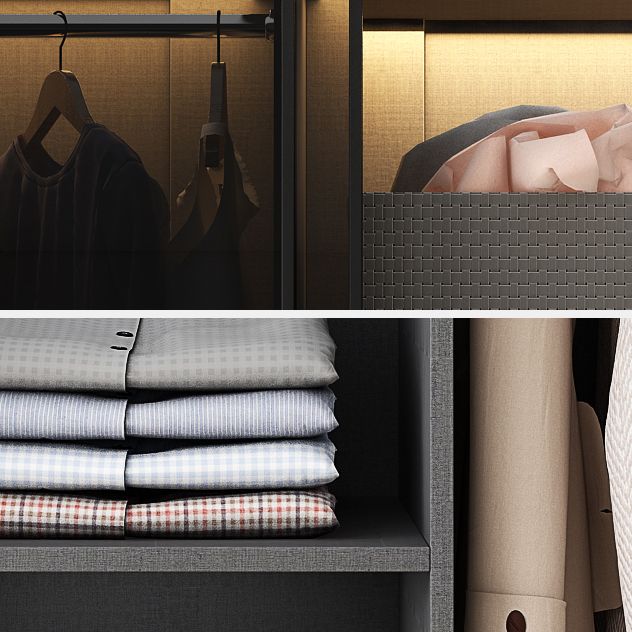 Modern Style Glass Wardrobe Bedroom Wardrobe Closet with 1 Drawer