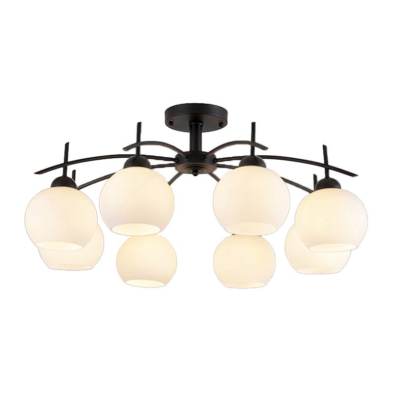 Moderne semi-inbouwlamp, eenvoudige plafondlamp met glazen kap voor salon