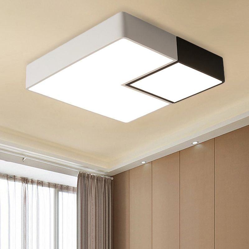Metal Square Flush Mount Lighting Simple LED White Ceiling Light Fixture for Living Room in Warm/White, 11"/15”/19" Wide
