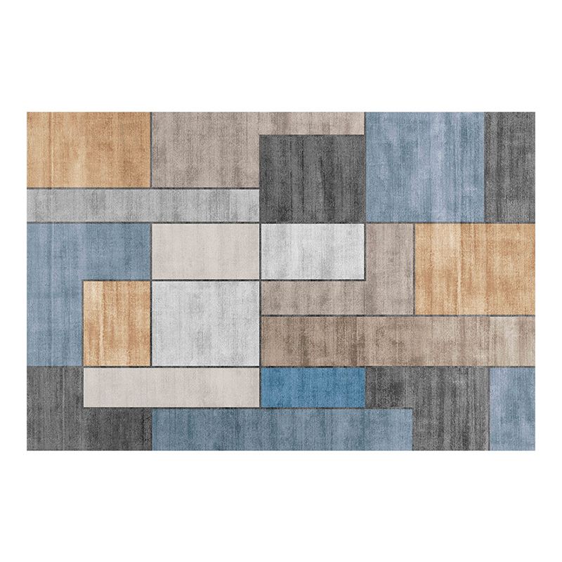 Brown Modern Rug Polyester Square Rug Non-Slip Backing Rug for Living Room