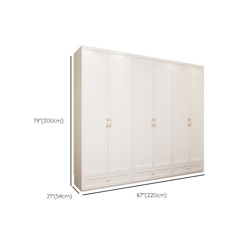 Engineered Wood Wardrobe Closet with Shelves White Wardrobe Cabinet