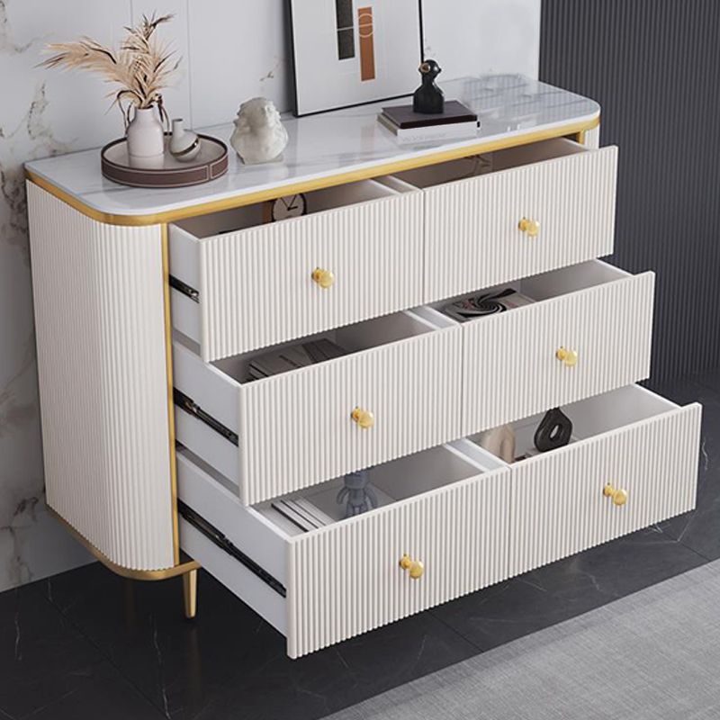 Glam Stone Bedroom Chest White 15" Wide Storage Chest with Drawers