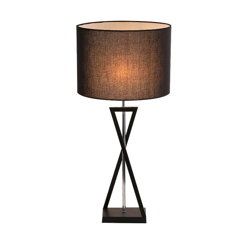 Lampada da scrivania del tamburo nero/nero Tessuto tradizionale 1 camera da letto leggera LEGGIO LEGGI