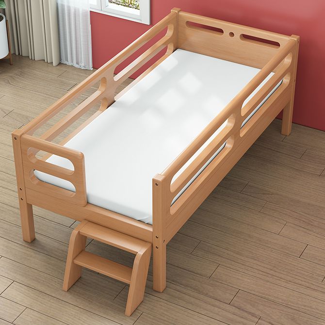 Natural Contemporary Solid Wood Nursery Bed with Guardrail for Bedroom