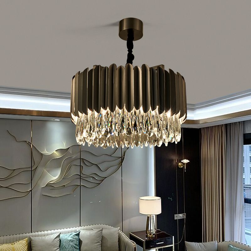 Contemporary Style Geometry Shape Chandelier Lights 9 Light Crystal Hanging Lights