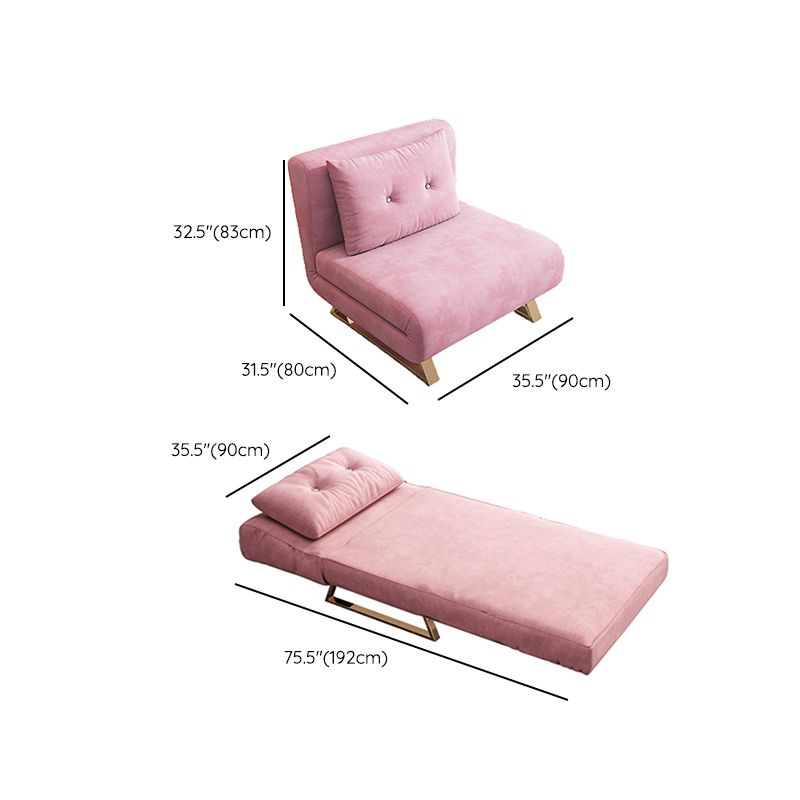 Glam Foldable Futon Frame with Velvet 31.5" Wide Futon Sofa Bed in Pink