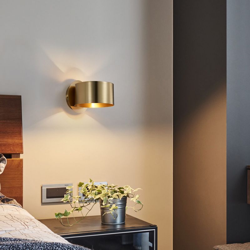 Modern Wall Sconce Drum Copper Sconce Light Fixture for Bedroom
