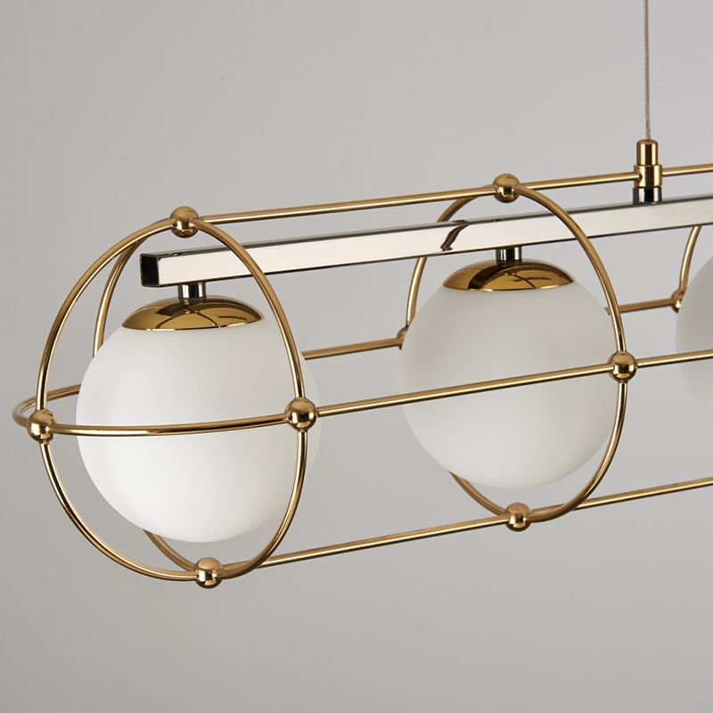 Ball Shape Glass Island Pendants Modern Multi Lights Island Pendant Lights in Gold