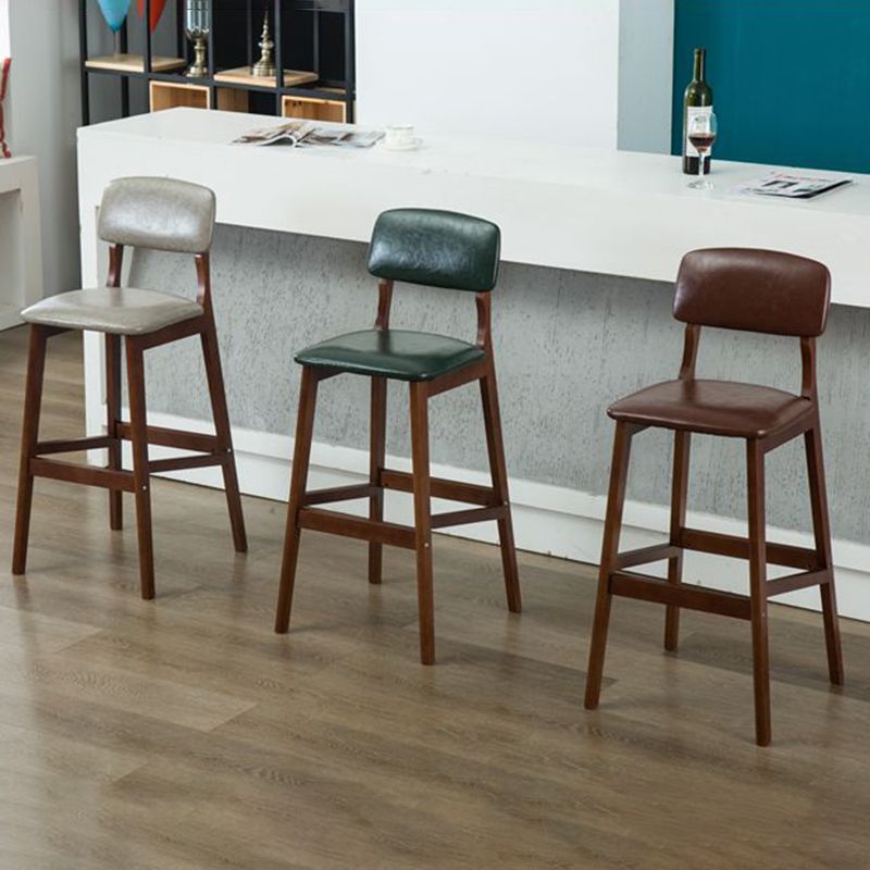 Taburete moderno sin brazos para mostrador, taburete de bar de café de madera con pedal y cojín