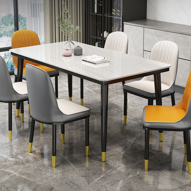 Casual Sintered Stone Standard Dining Table Rectangle Shape Dining Table for Kitchen