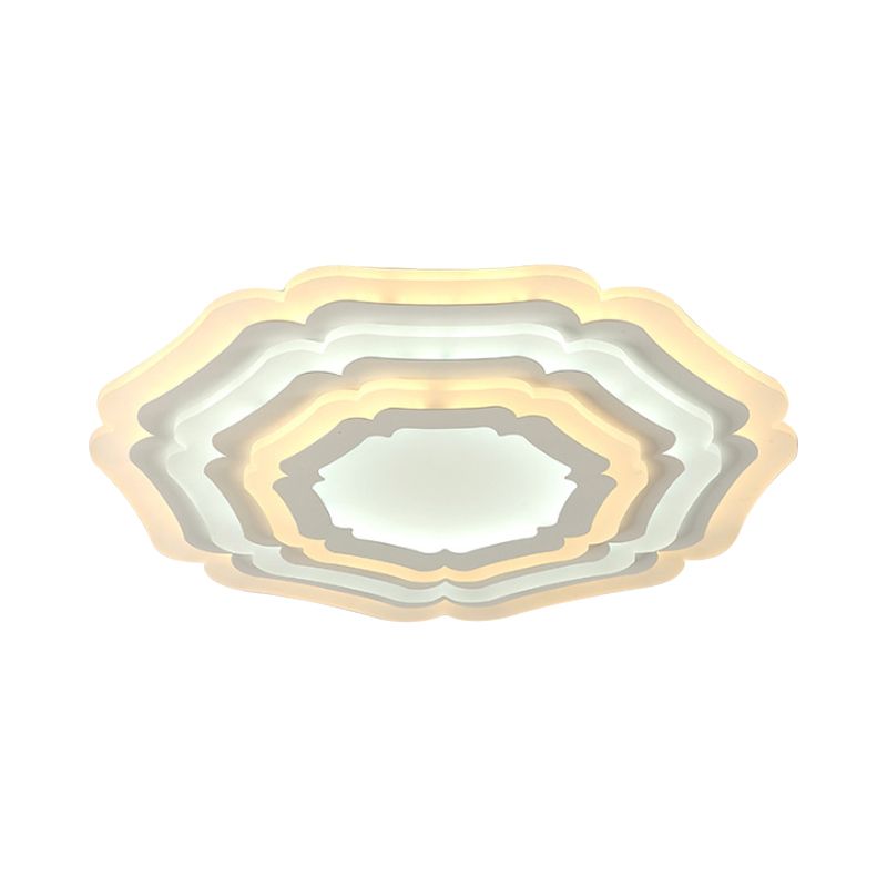 White Floral Layer Ceiling Flush Mount Modern 8"/19.5"/39" Wide LED Acrylic Flush-Mount Light Fixture for Living Room