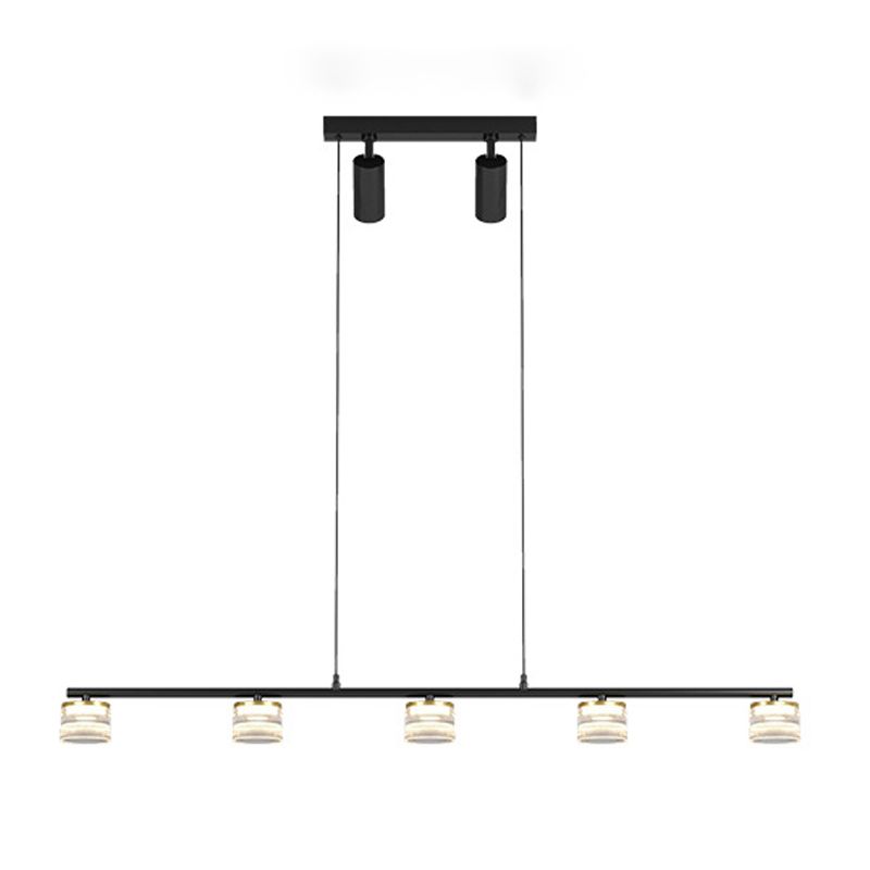 Metal Cylinder Hanging Lights Modern Multi Lights Pendant Light Fixtures in Black