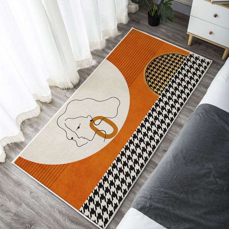 Black Nordic Rug Polyester Circle Indoor Rug Non-Slip Backing Rug for Living Room