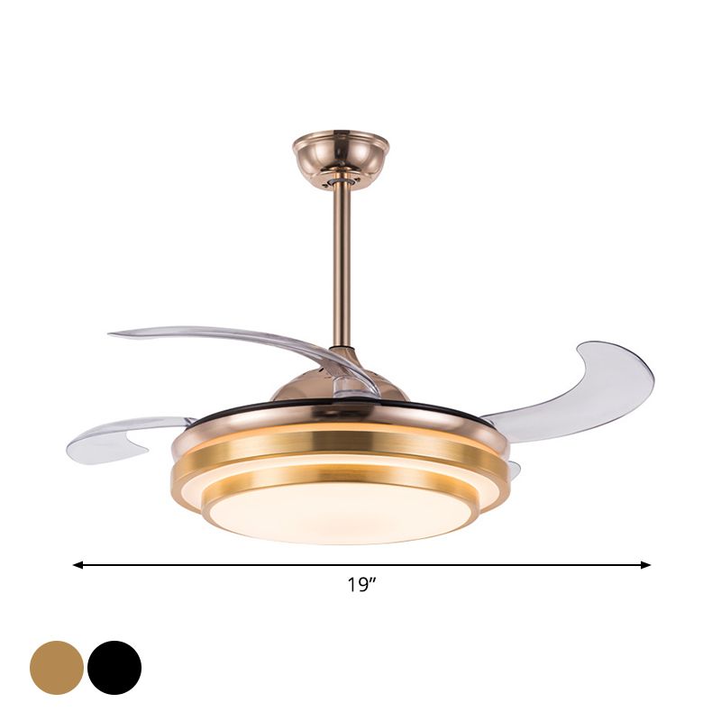 Abgestufte runde Metall 4 Blades Halbflush Light Moderne LED Deckenventilator für Esszimmer, 19 "breit