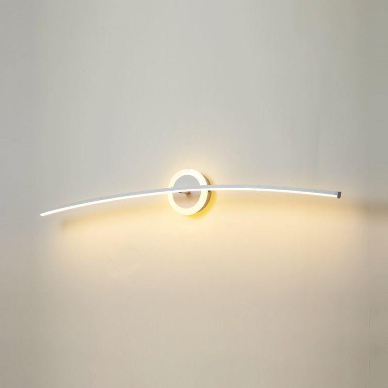 Metal Slim Wall Vanity Light Modern Style 1 Light Vanity Lighting Ideas in White