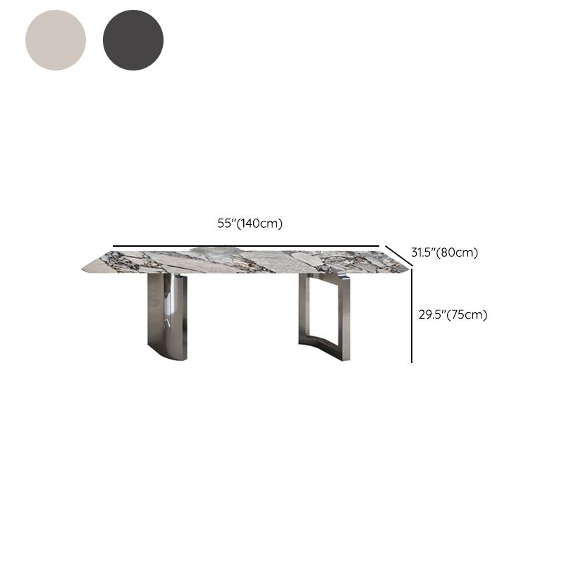 1/4/7 Pieces Rectangle Stone Top Stainless Steel Base Dining Set for Home