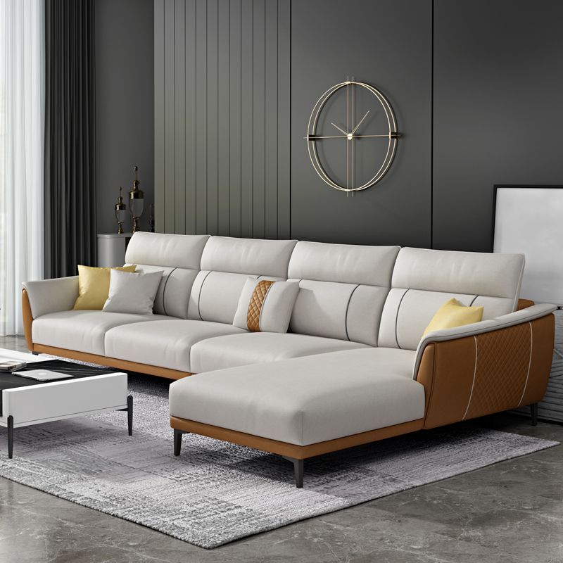 Contemporary Modular Sectional with Pillowed Back Cushions for Four People