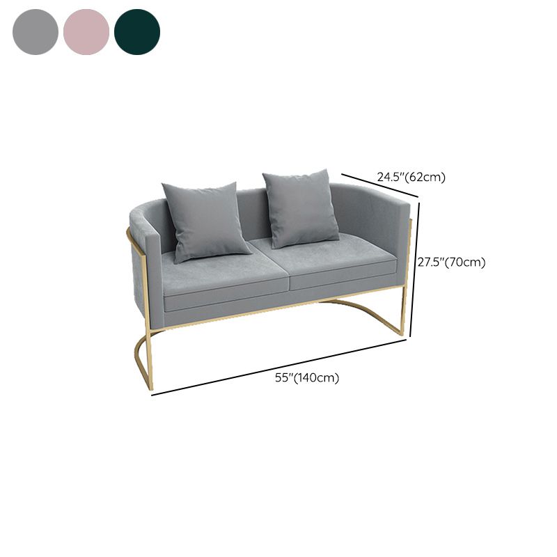 Contemporary 27.55" H Metal Frame Solid Color Velvet Tuxedo Arm Sofa