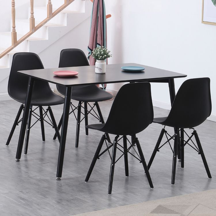 Industrial Style Dining Table 4 Legs Dining Table with Solid Wood Base for Home Use