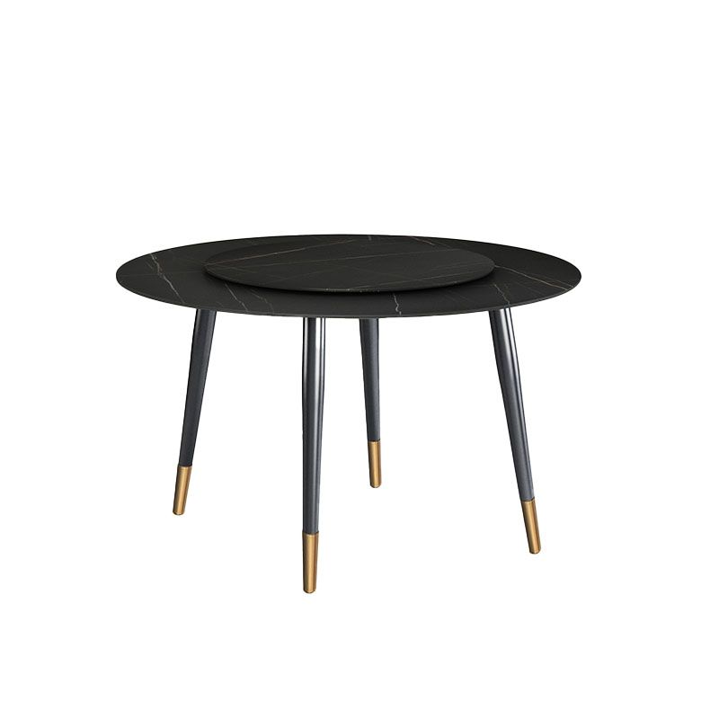 Traditional Luxury Dining Table Stone and Metal Round Tripod Base Dining Table