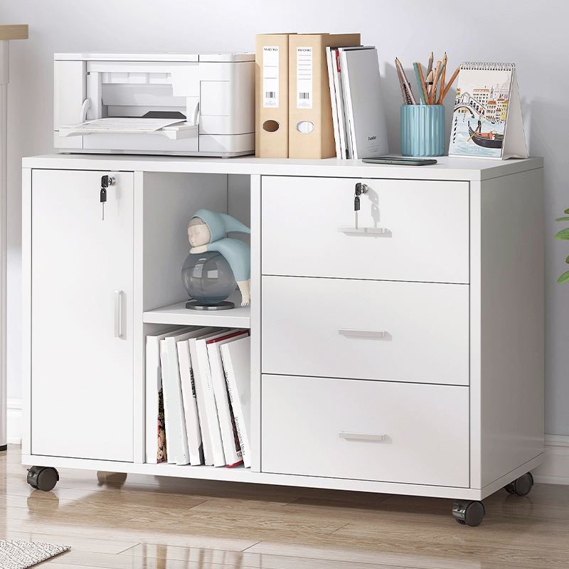 Modern File Cabinet Wooden Frame Lock Storage Filing Cabinet for Office