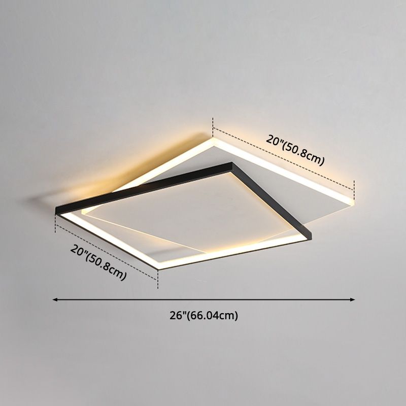 Simplicity LED Ceiling Lamp Double Squares Geometric Shape Flush Mount Lighting Fixture with Acrylic Shade