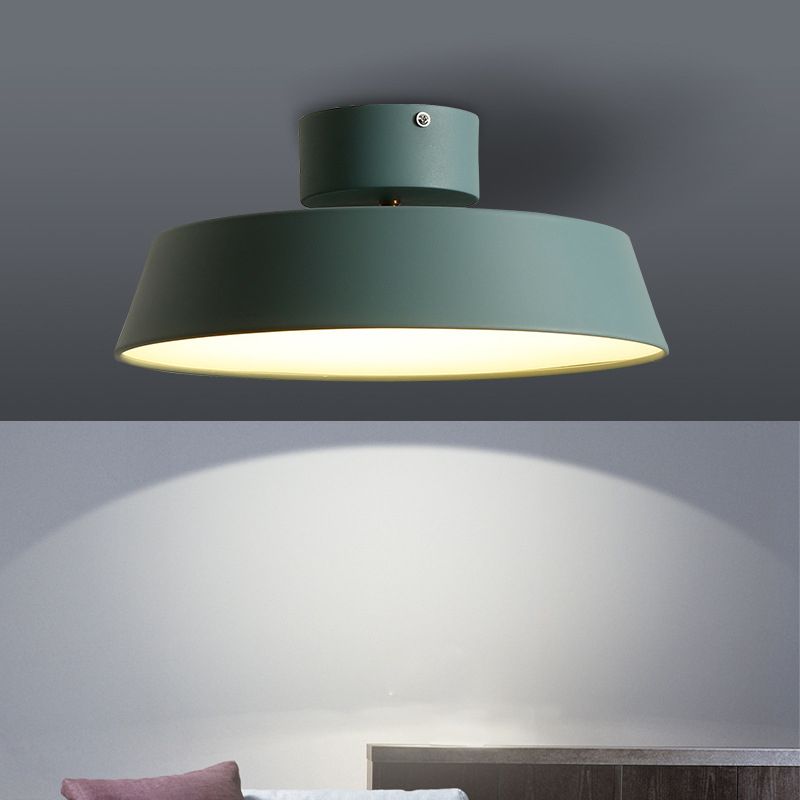 Contemporary Barn Semi Mount Lighting 1 Light Metal Rotatable Ceiling Light Fixture with Acrylic Diffuser in White/Green
