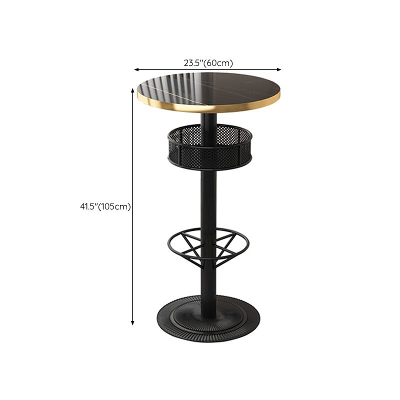 Industrial Bar Table Black Wood Bar Dining Table with Storage