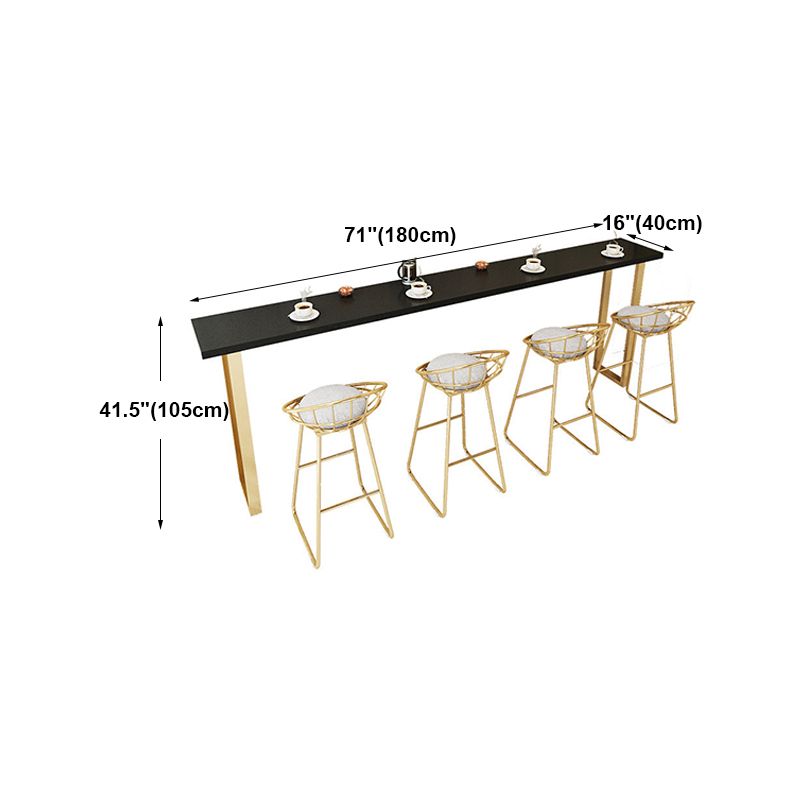 Black Glam Style Bar Table Rectangular Metal Bar Table with Gold Base