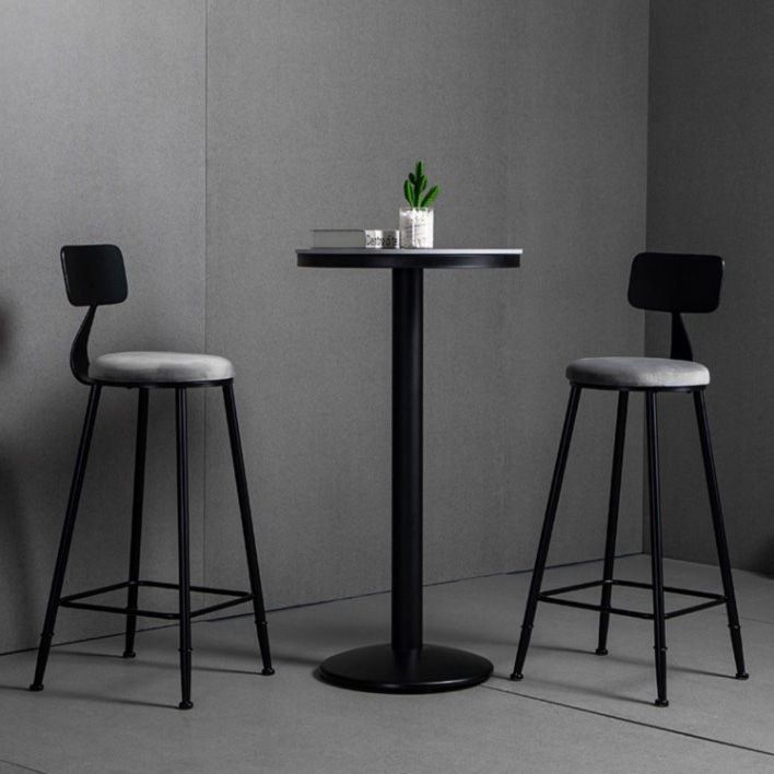 Industrial Style Gray Stone Top Bar Table Set 1/2/3 Pieces Counter Table with High Stools