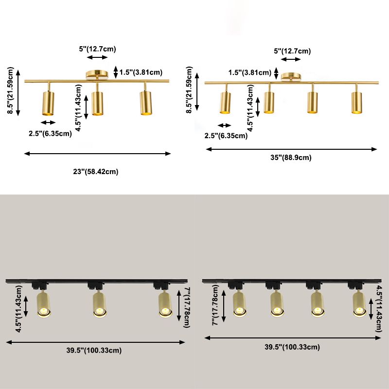 Cylinder Semi Flush Mount Light Fixture Contemporary Aluminum Ceiling Light Fixture for Living Room