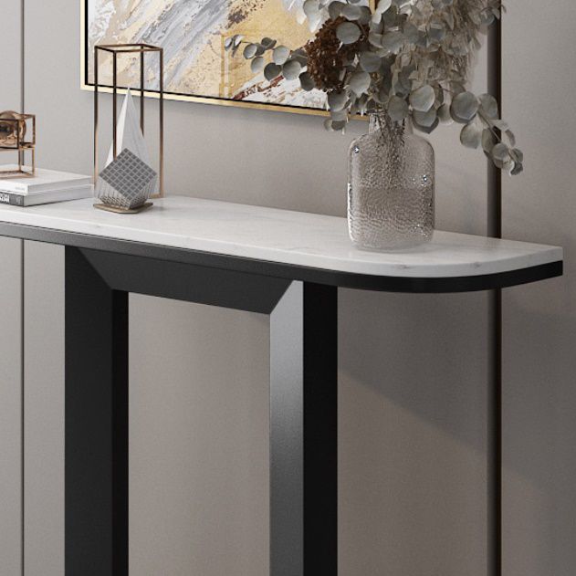 Glam Marble Console Table Iron Half Moon Console Sofa Table for Hall