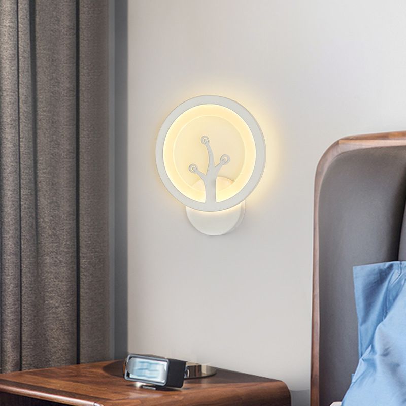 Contemporary Style Geometric Wall Mounted Lamps Metal 1 Light Wall Mounted Lights in White