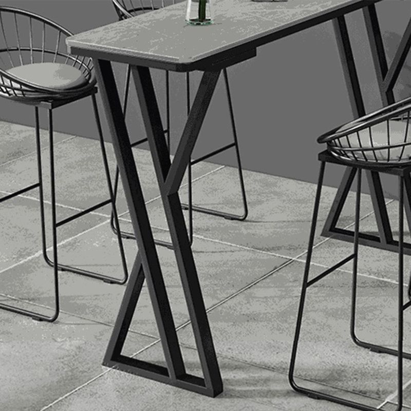 Industrial Stone Bar Wine Table Rectangle Coffee Shop Bar Height Cocktail Table