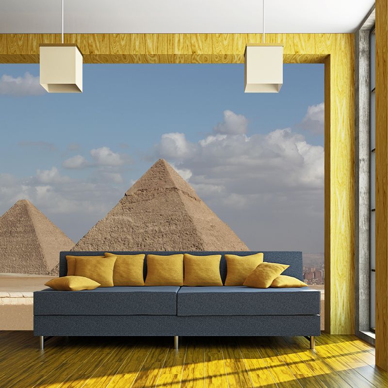 Egypt Giza Pyramid Group Mural Contemporary Mildew Resistant Hallway Wall Decor