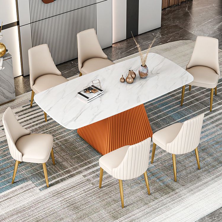 Mesa de comedor de piedra sinterizada Mesa de comedor tradicional de lujo con base de pedestal