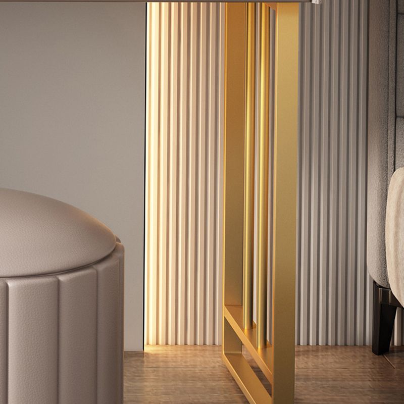 Luxurious Stone Top Vanity and Stool 5 Drawers Dressing Table