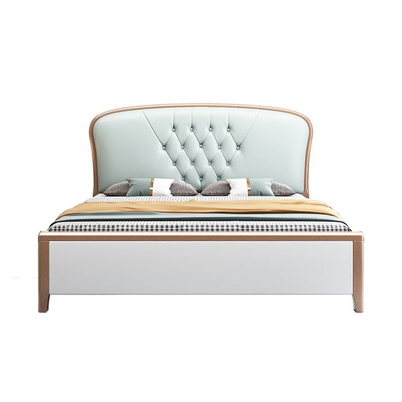 Contemporary Panel Bed Wood and Upholstered Bed Frame, 51" Tall