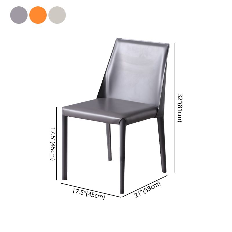 Home Leather Armless Dining Chairs Upholstered Side Chairs with Metal Legs