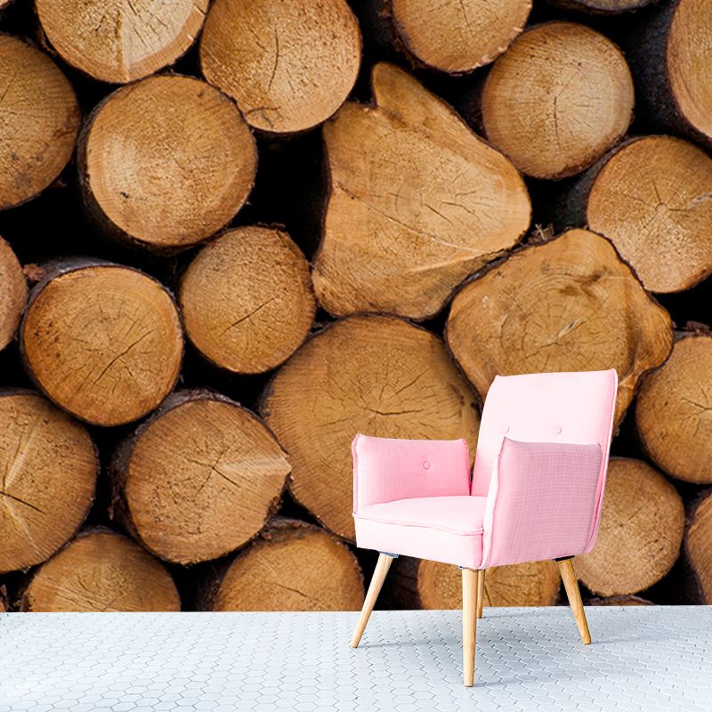 Wood Texture Industrial Style 3D Print Mural Mildew Resistant for Room