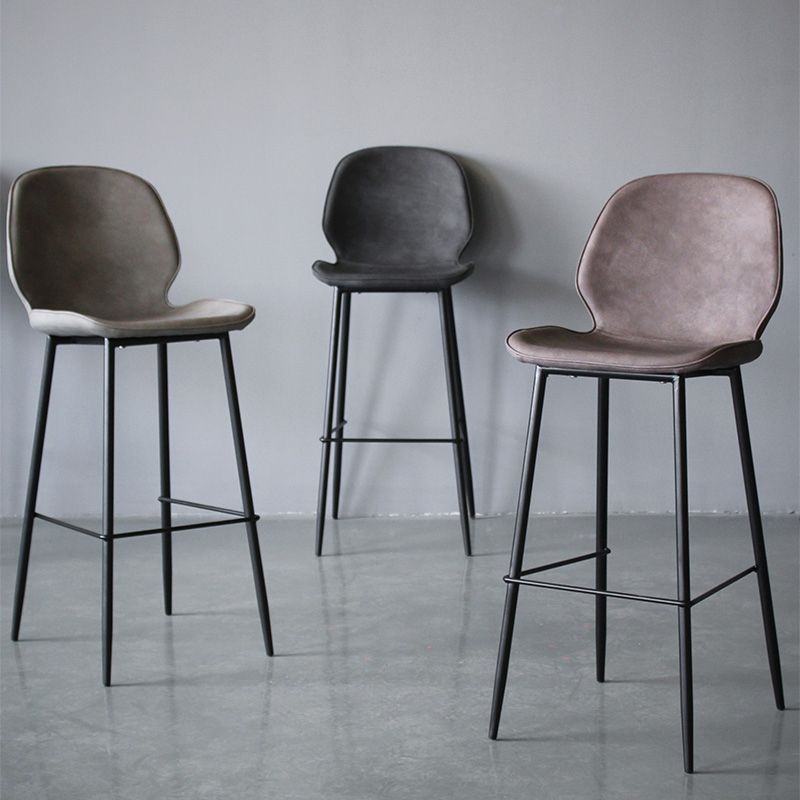 Bucket Footrest Counter Bar Stool Industrial PU Upholstery Low Back Indoor Counter Stool