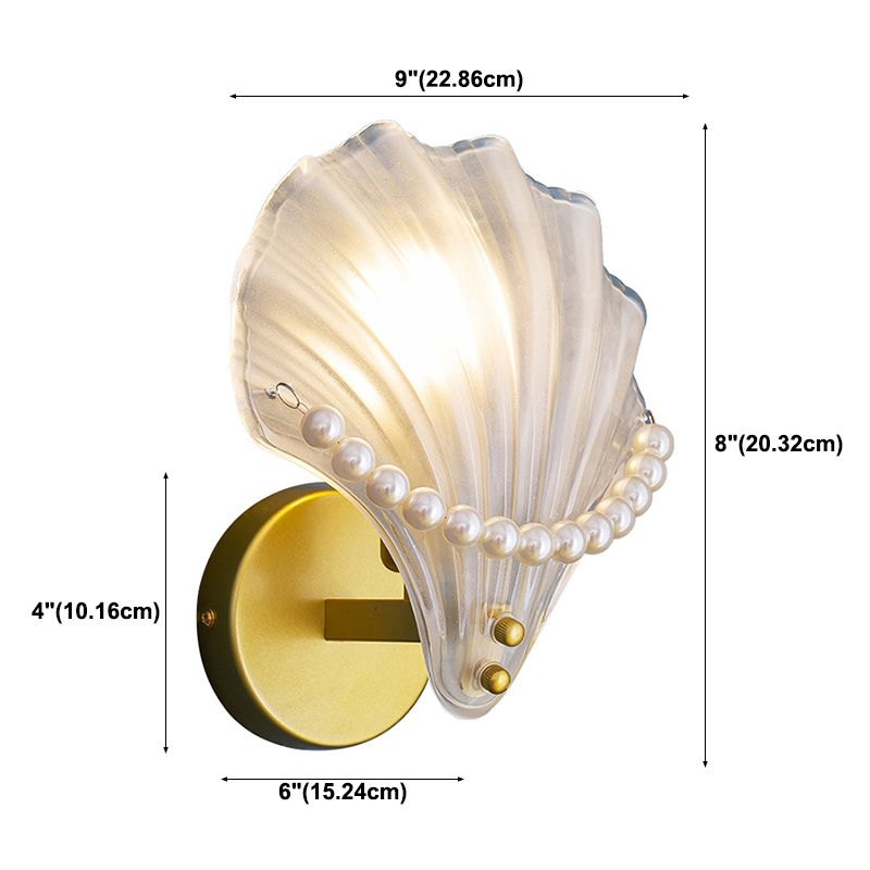 Unique Shade Glass Wall Sconce Modern Style Single Light Wall Mount Lighting in Gold