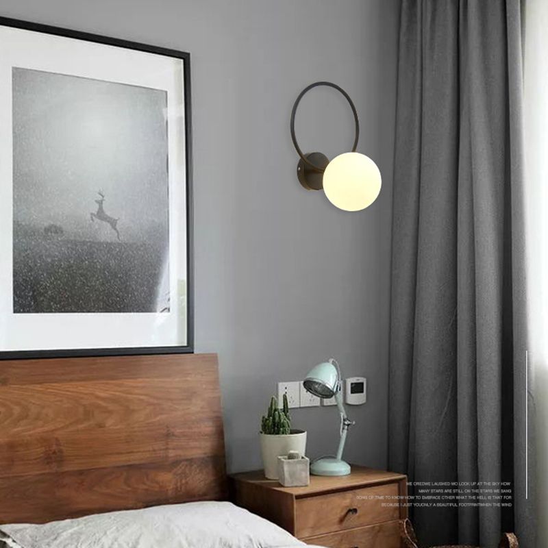 1-Light Oval Wall Sconce Modern Simple Style Glass Wall Lighting in Gold