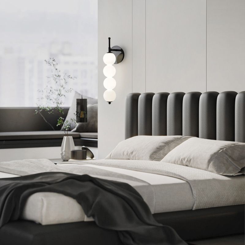 Modern Style White Shade Wall Mounted Sconce Glass Wall Lights for Bedroom