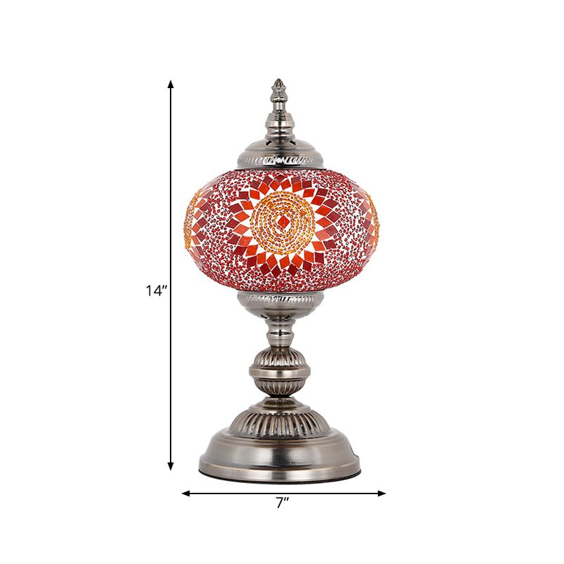 Lampada da comodino per camera da letto torre in vetro colorato mediterraneo 1 lampadina rossa/blu/gialla e blu